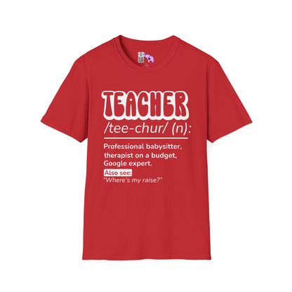 Teacher Definition, Professional Babysitter, Therapist on a Budget, Google Expert Adult T-shirt