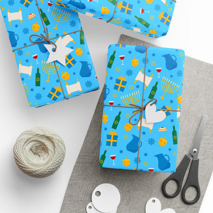 Festive Glow Hanukkah Wrapping Paper