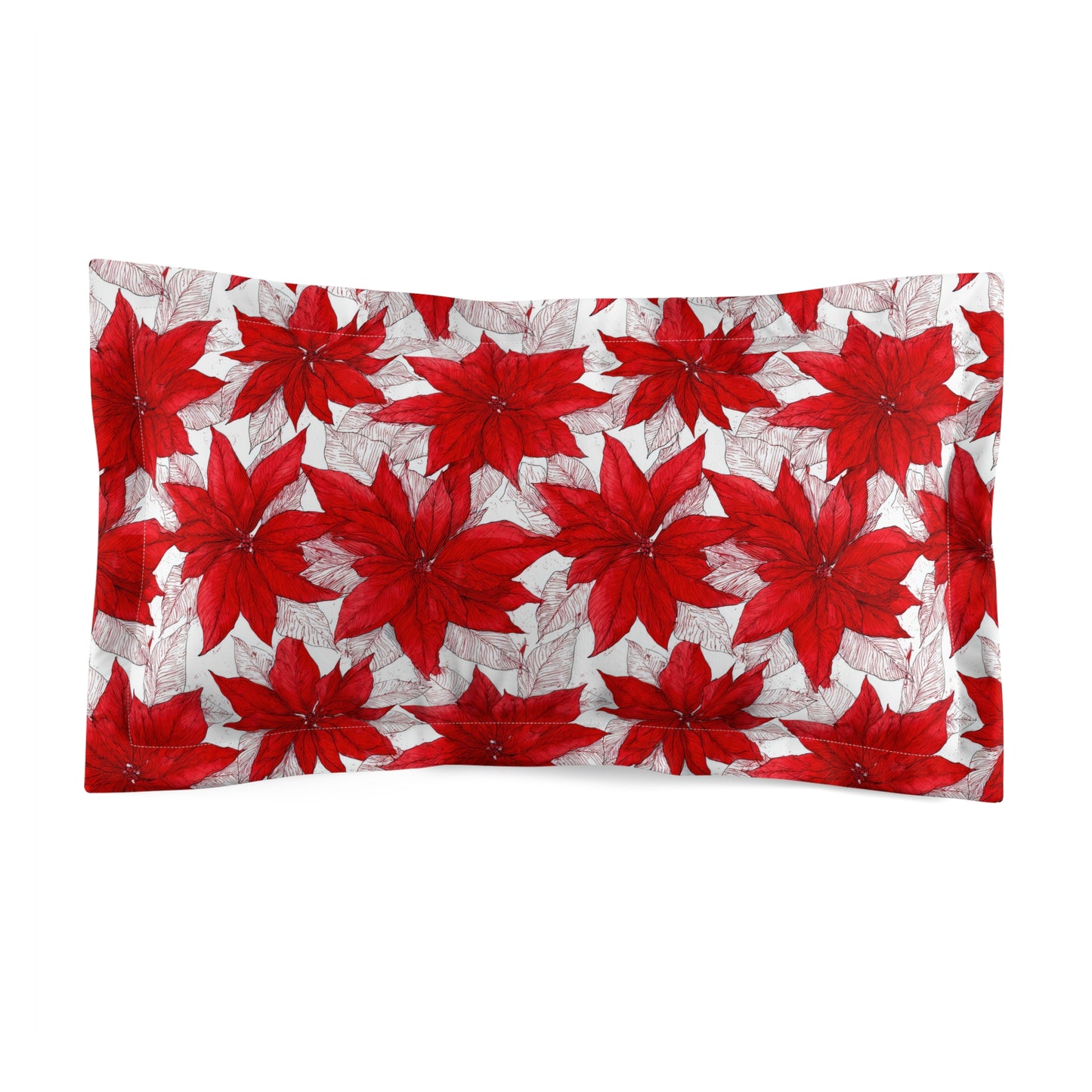 Christmas Blossom Sketch Microfiber Pillow Sham