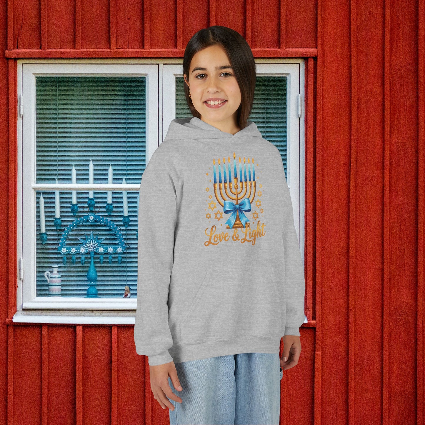 Light & Love Menorah Youth Heavy Blend Hoodie