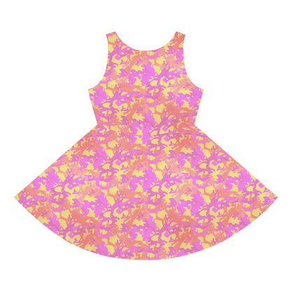 Sunset Sorbet Camo Girls' Sleeveless Sundress