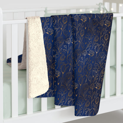 Sapphire Gilded Garden Fleece Blanket