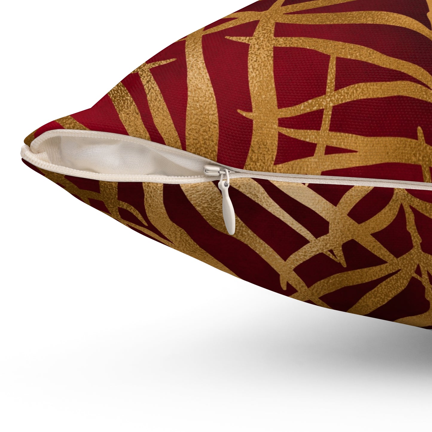 Crimson Palm Veil Throw Pillow