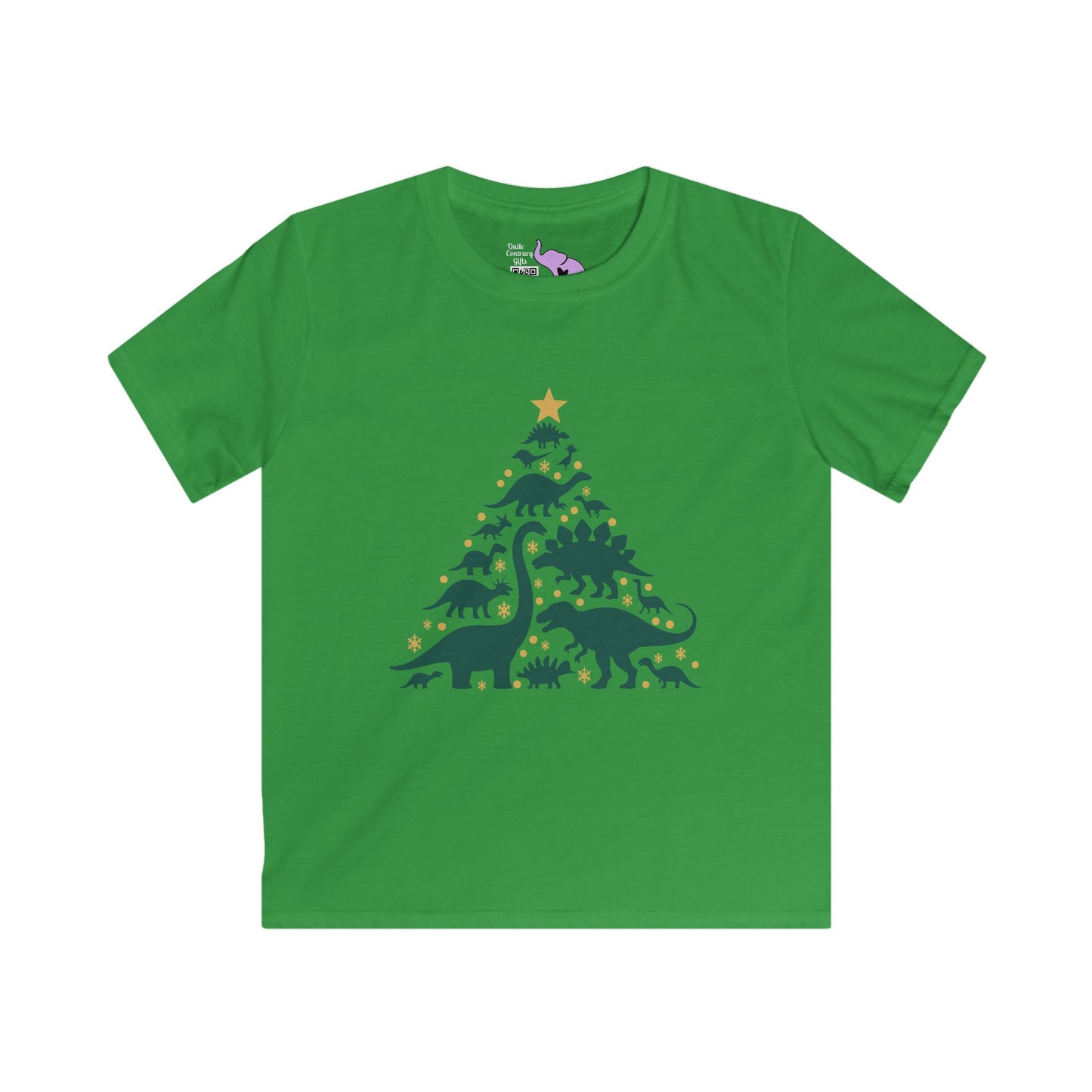 Dinosuar Christmas Tree Youth Softstyle Tee