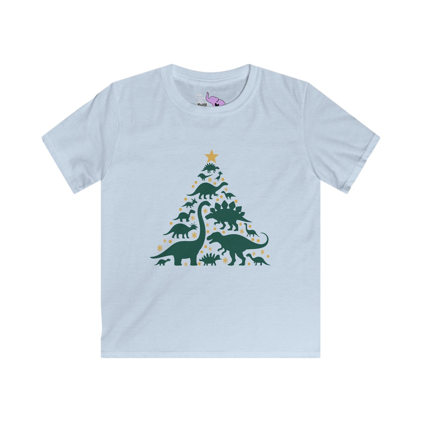 Dinosuar Christmas Tree Youth Softstyle Tee
