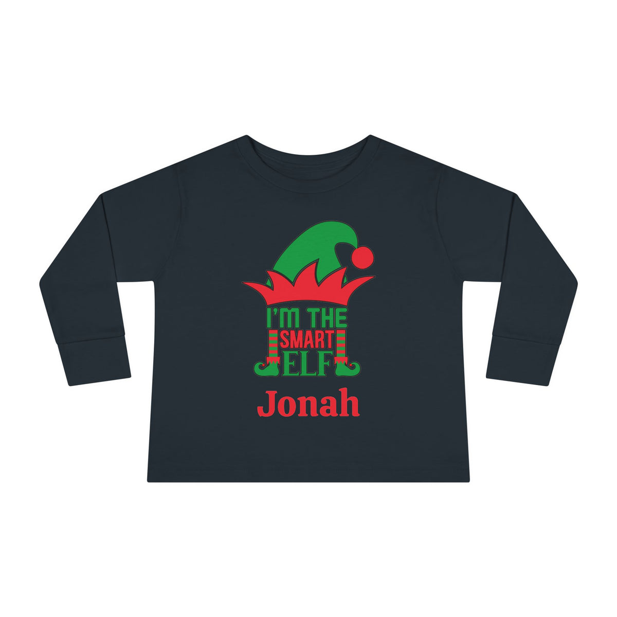 I'm The Smart Elf Personalized Toddler Long Sleeve Tee