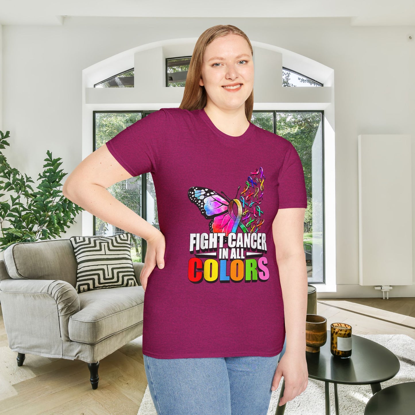 Butterfly Fight Cancer in All Colors 10 Adult T-shirt