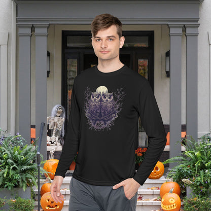 Owls with Full Moon Adult Long Sleeve Tee
