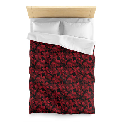 Midnight Poinsettia Garden Microfiber Duvet Cover