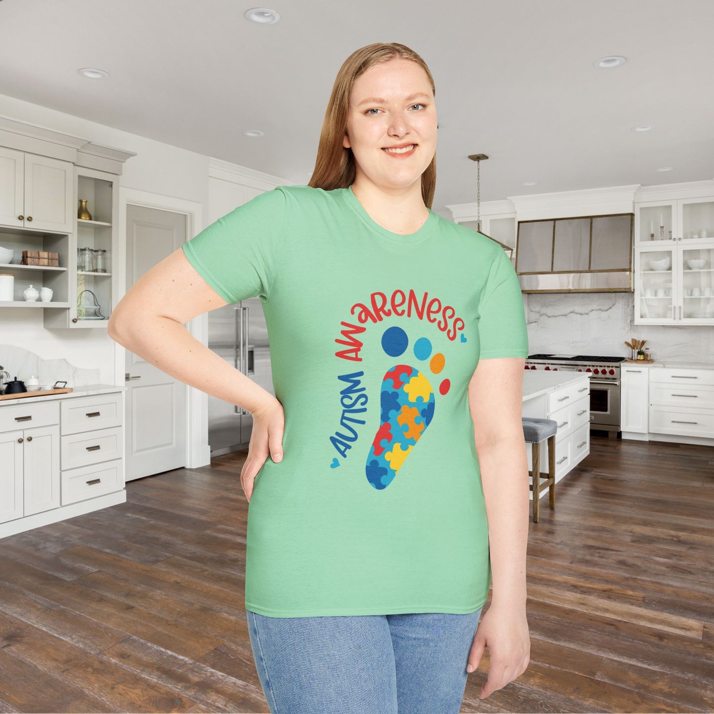 Autism Awarness (Footprint) Adult T-shirt