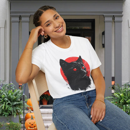 Black Cat Over Full Moon 2 Adult T-shirt