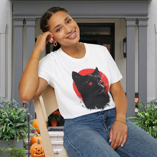 Black Cat Over Full Moon 2 Adult T-shirt