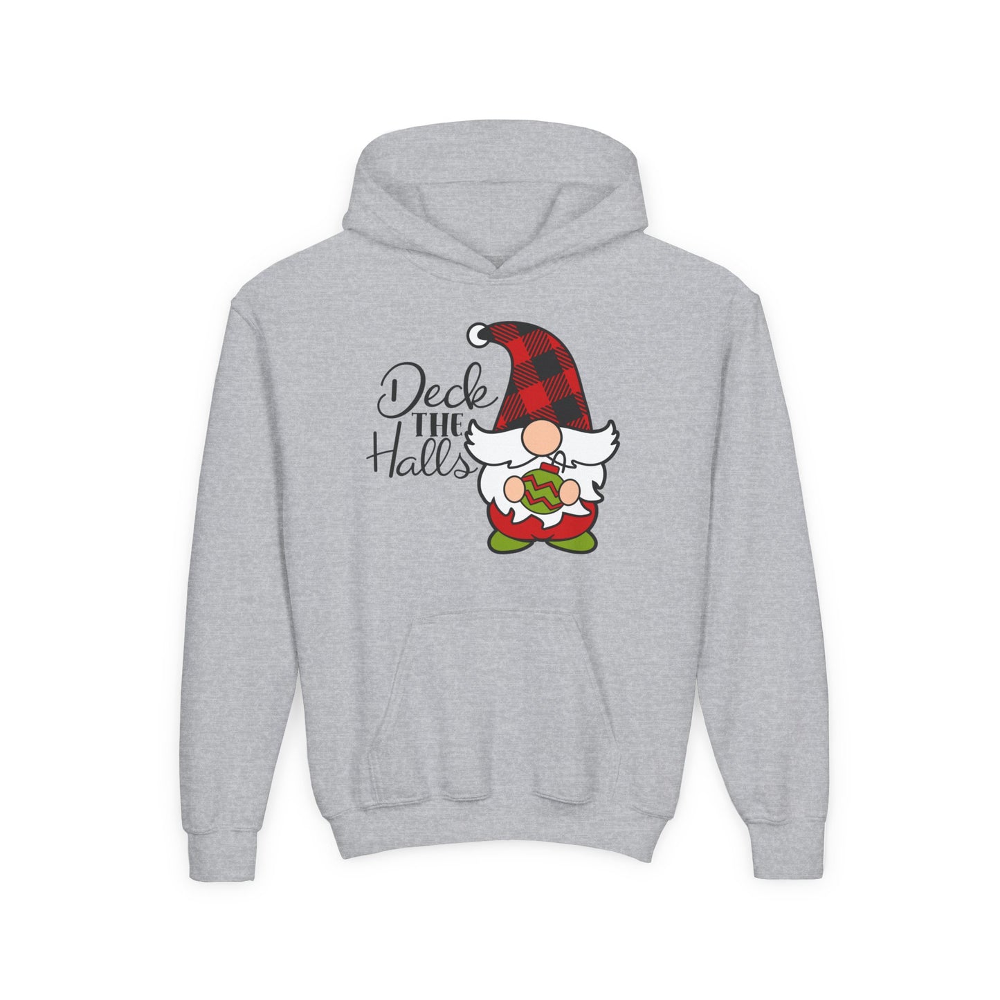 Deck the Halls Plaid Gnome Youth Hoodie