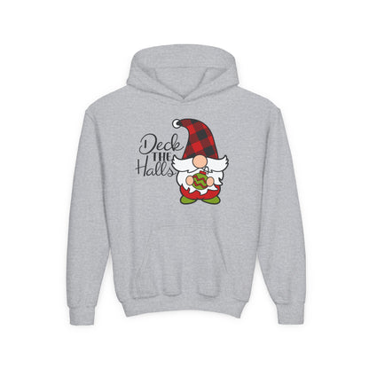 Deck the Halls Plaid Gnome Youth Hoodie