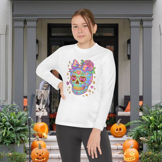 Neon Sugar Skull Youth Long Sleeve Tee