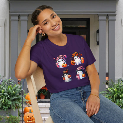 Cute Ghosts w/Pumpkins Adult T-shirt