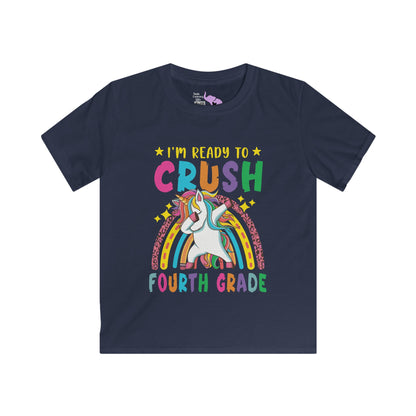 I'm Ready To Crush 4th Grade Unicorn Youth Softstyle Tee