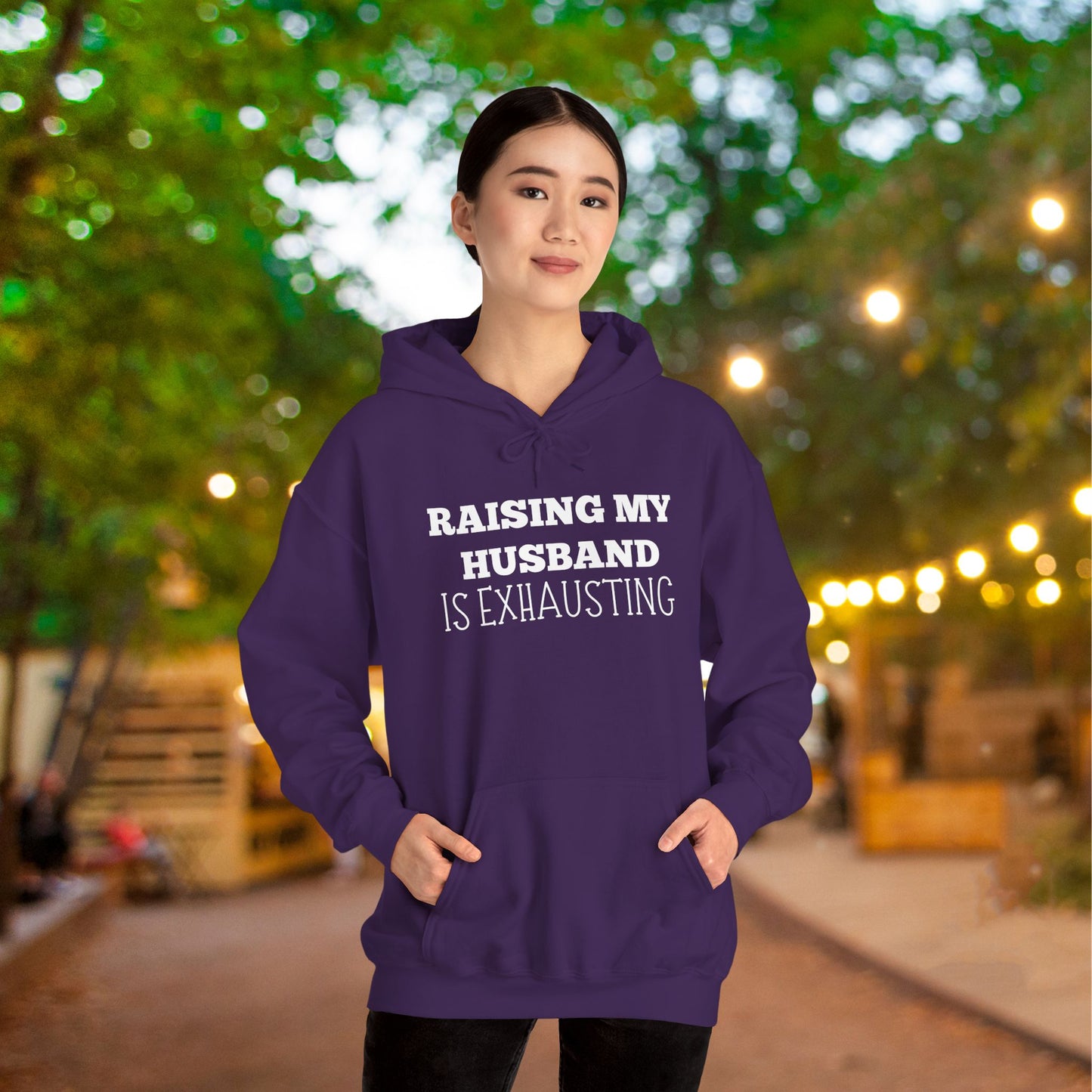 Raising My Husband is Exhausting Heavy Blend™ Hooded Sweatshirt