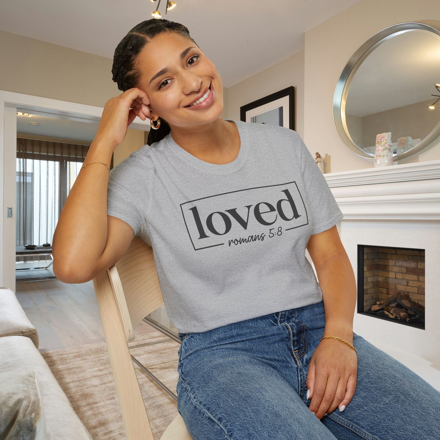 Loved Romans 5:8 Adult T-shirt