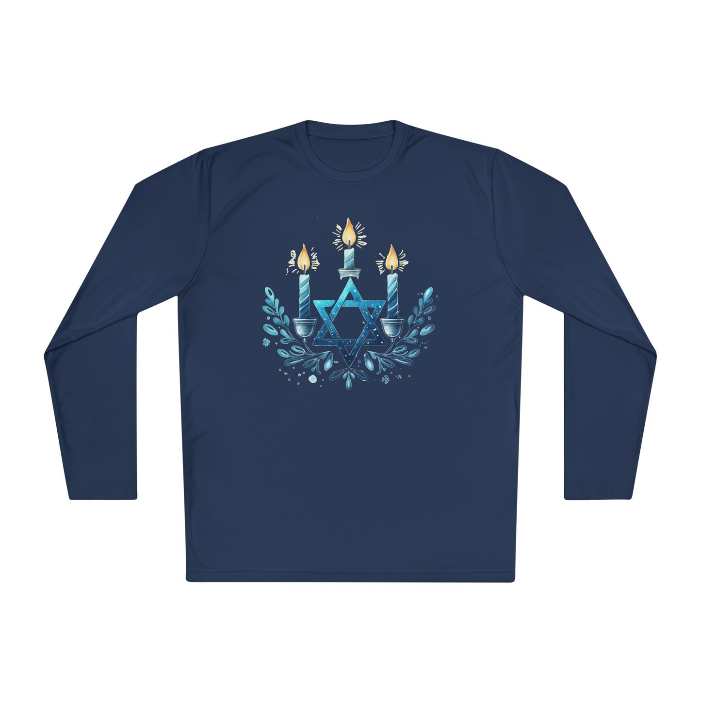 Star & Flame Hanukkah Adult Long Sleeve Tee