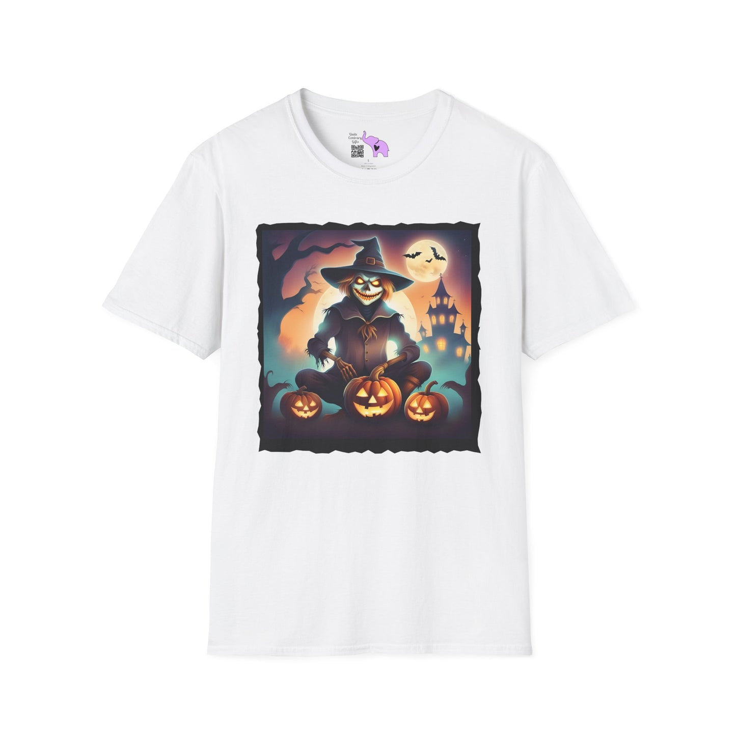 Halloween Scarecrow w/Pumpkins Adult T-shirt