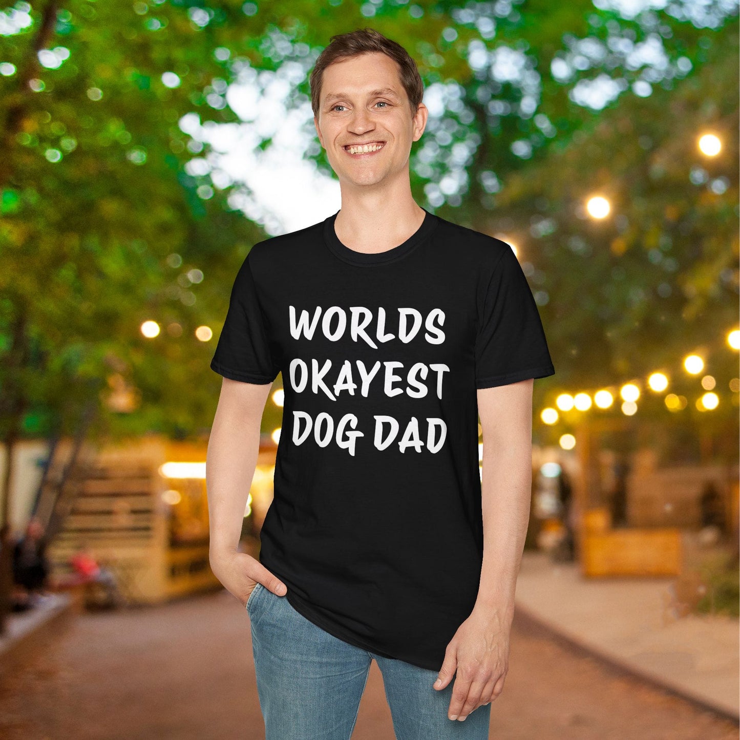 Worlds Okayest Dog Dad Adult T-shirt