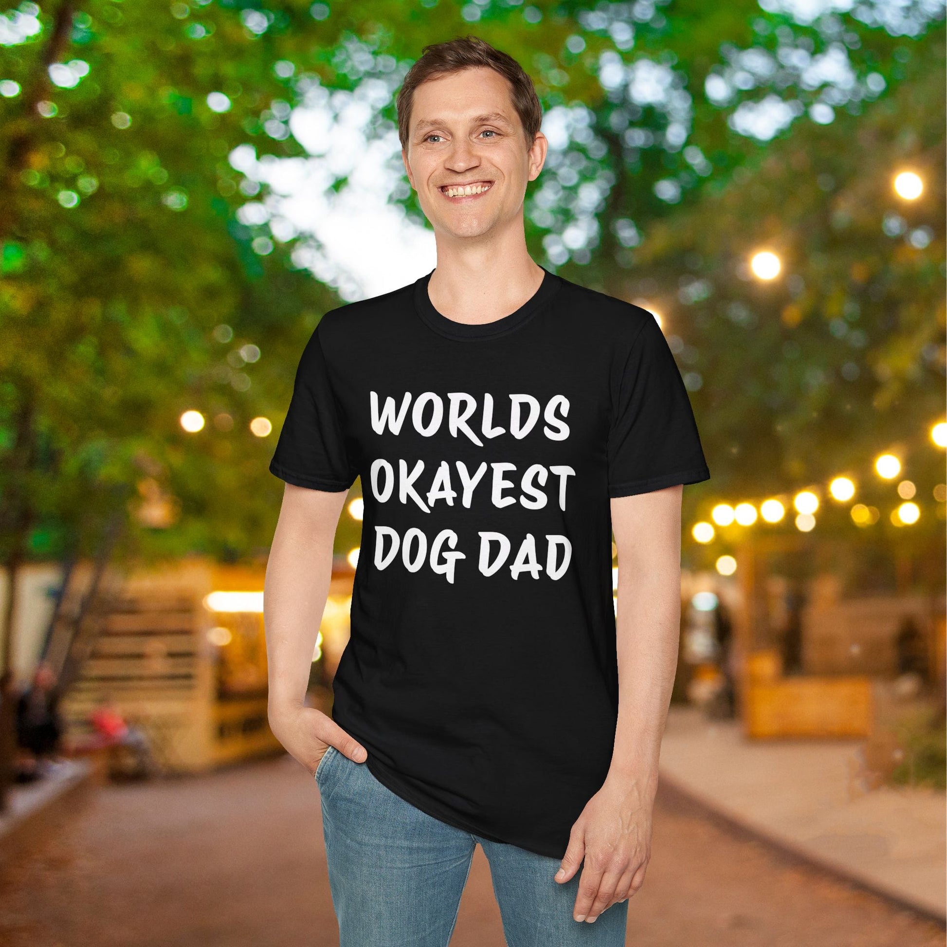 Worlds Okayest Dog Dad Adult T-shirt