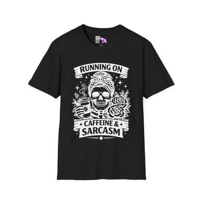 Running On Caffeine & Sarcasm Adult T-shirt