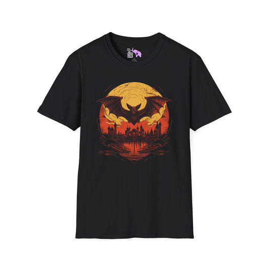 Creepy Bats Over Moon 16 Adult T-shirt