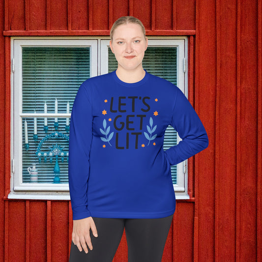 Hanukkah Let's Get Lit Adult Long Sleeve Tee