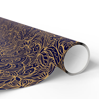 Golden Midnight Radiance Mandala Wrapping Paper