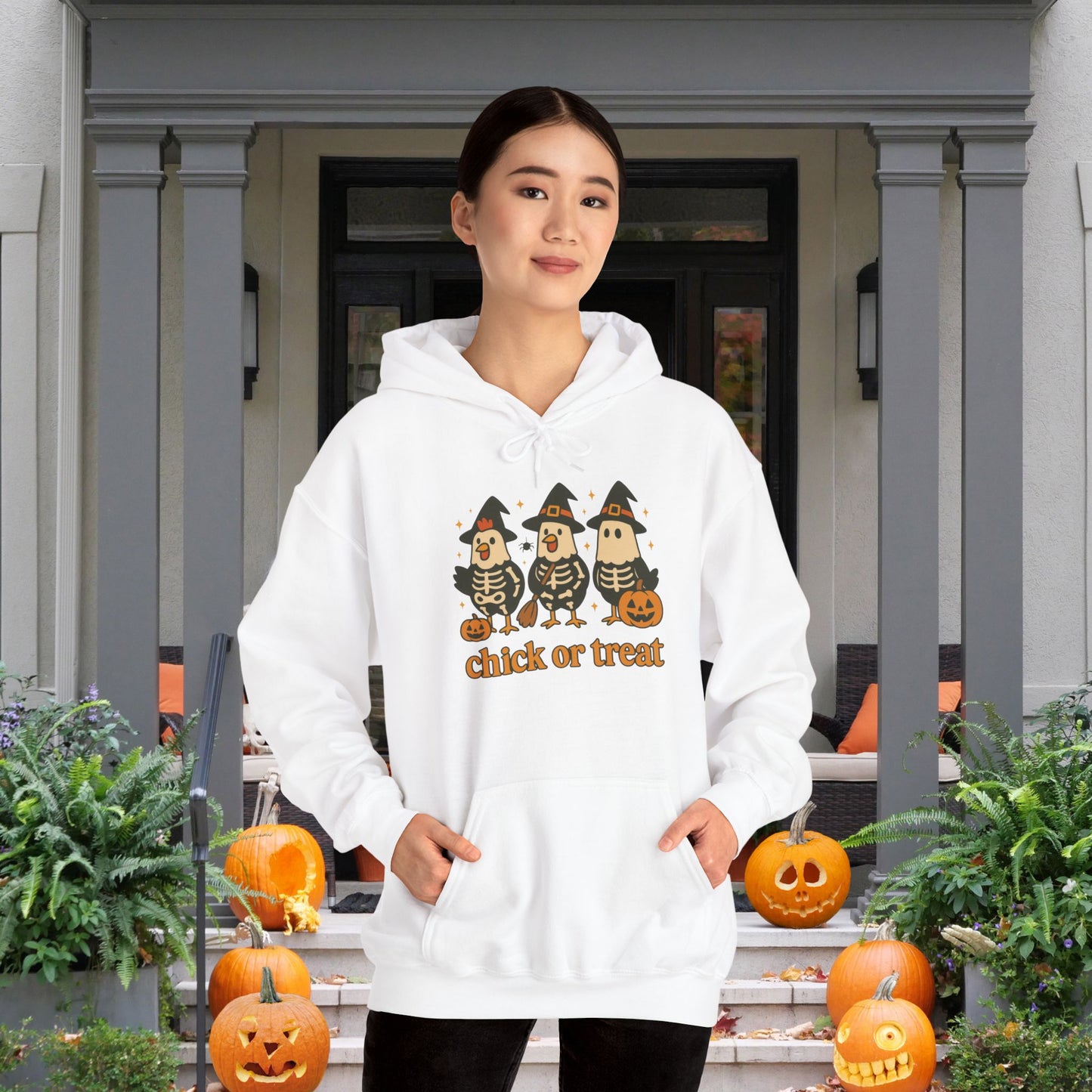 Chick or Treat (Skeleton Costume) Heavy Blend™ Hooded Sweatshirt