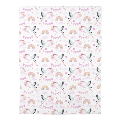 Baby Girl Stork Delivery Baby Swaddle Blanket