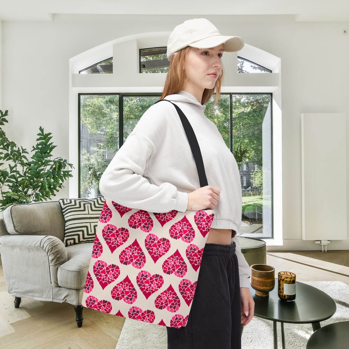 Simple Hearts Canvas Tote Bag