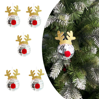Silver Mirror Reindeer Ornament Set (5 Pcs)