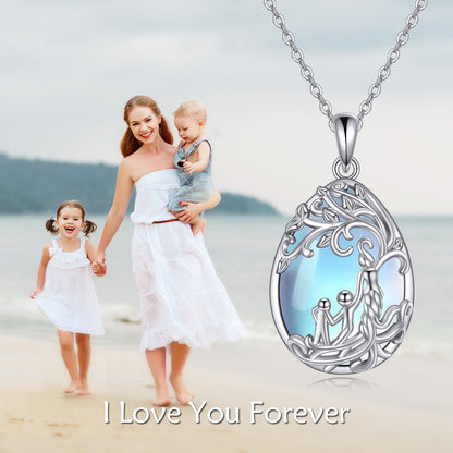 Sterling Silver Moonstone Tree of Life Mother Necklace