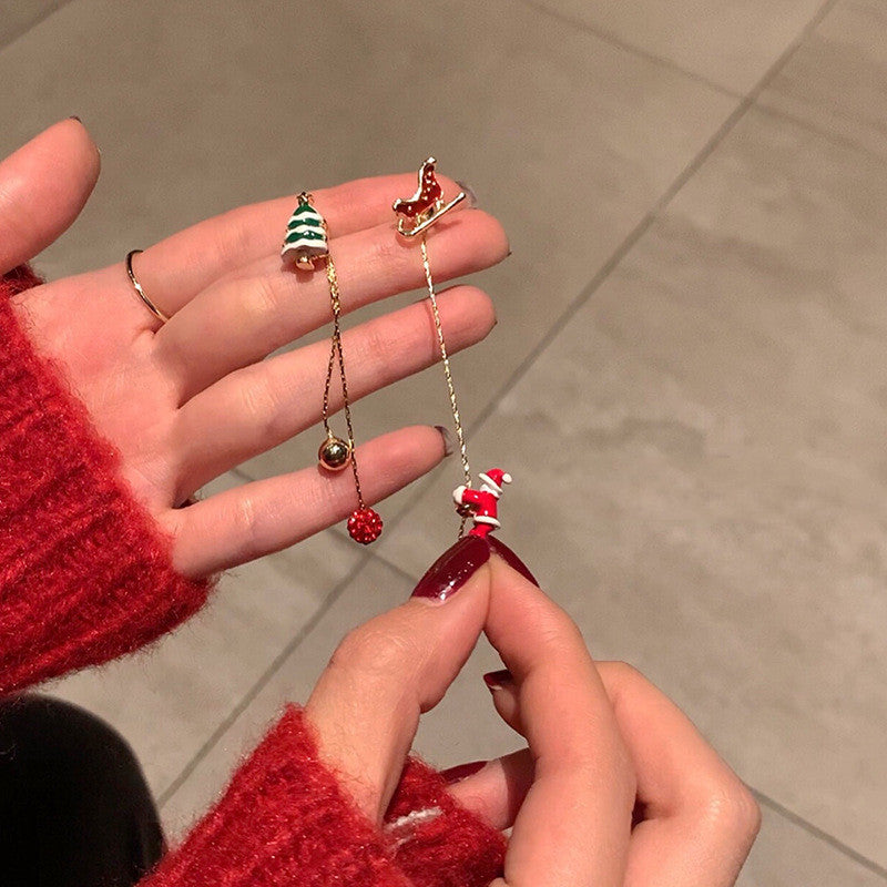 Adorable Moving Santa Claus Long Tassel Earrings Sets