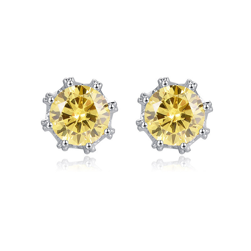 Yellow Inlaid Diamond-cut Earrings