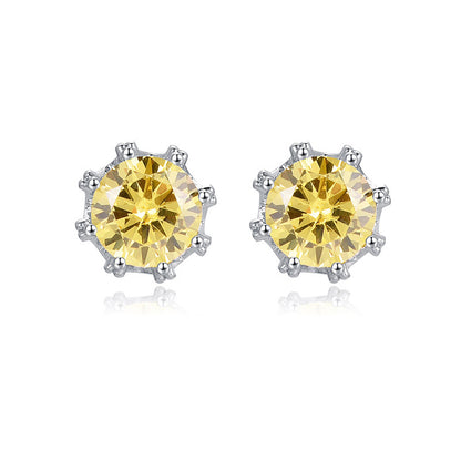 Yellow Inlaid Diamond-cut Earrings