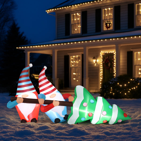 Festive Gnome Elves with Christmas Tree LED Inflatable