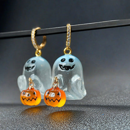 Adorable Ghost Pumpkin Earrings
