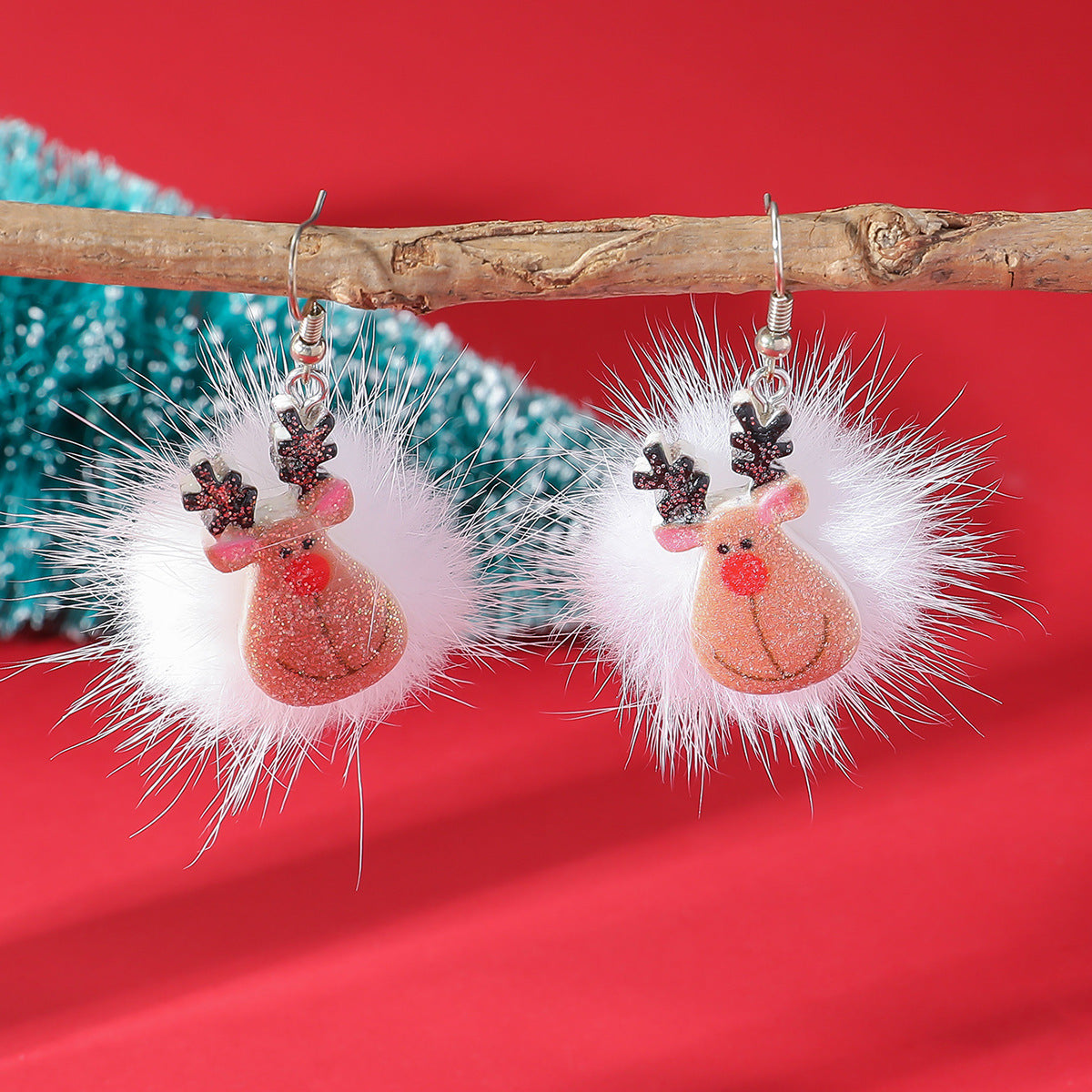 Winter Snowflake Fuzzy Hair Ball Earrings Variety