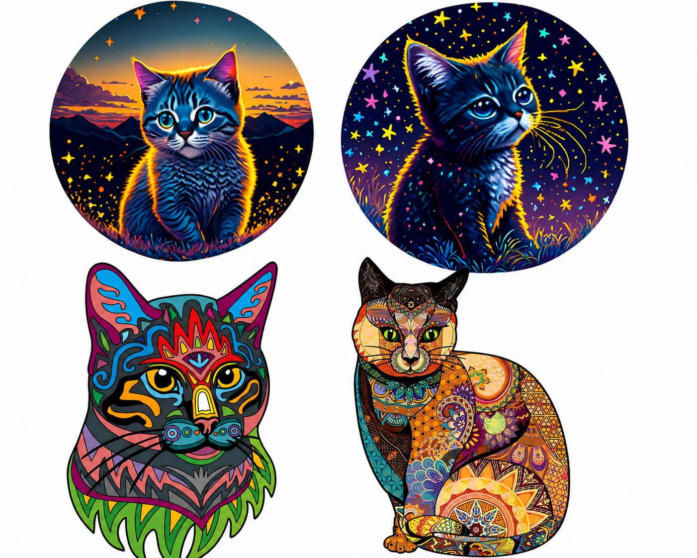 Colorful Cat Wooden Puzzles