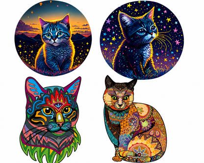 Colorful Cat Wooden Puzzles