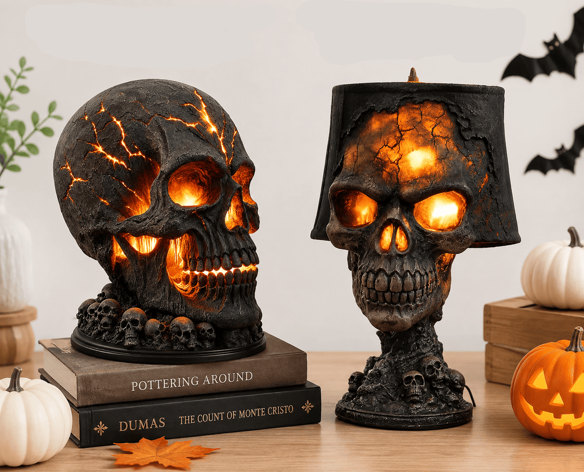Lava Stone Skull LED Lamp