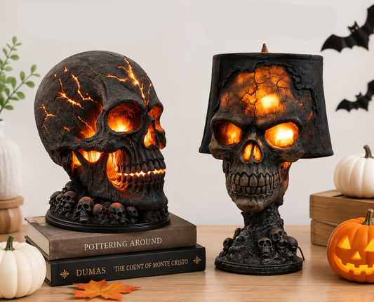 Lava Stone Skull LED Lamp