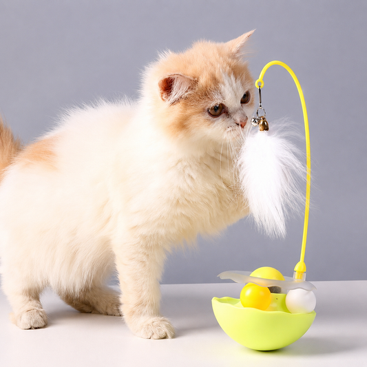 Interactive Wobble Feather Cat Teaser Toy with Bell w/Catnip Ball