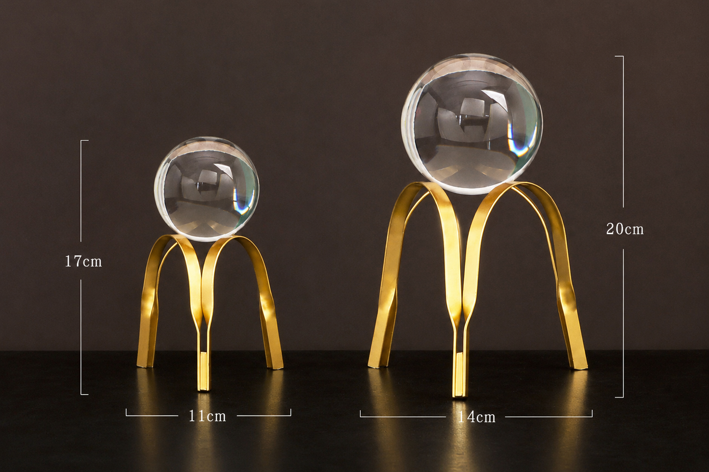 Nordic Light Crystal Ball w/Abstract Golden Iron Base