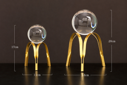 Nordic Light Crystal Ball w/Abstract Golden Iron Base