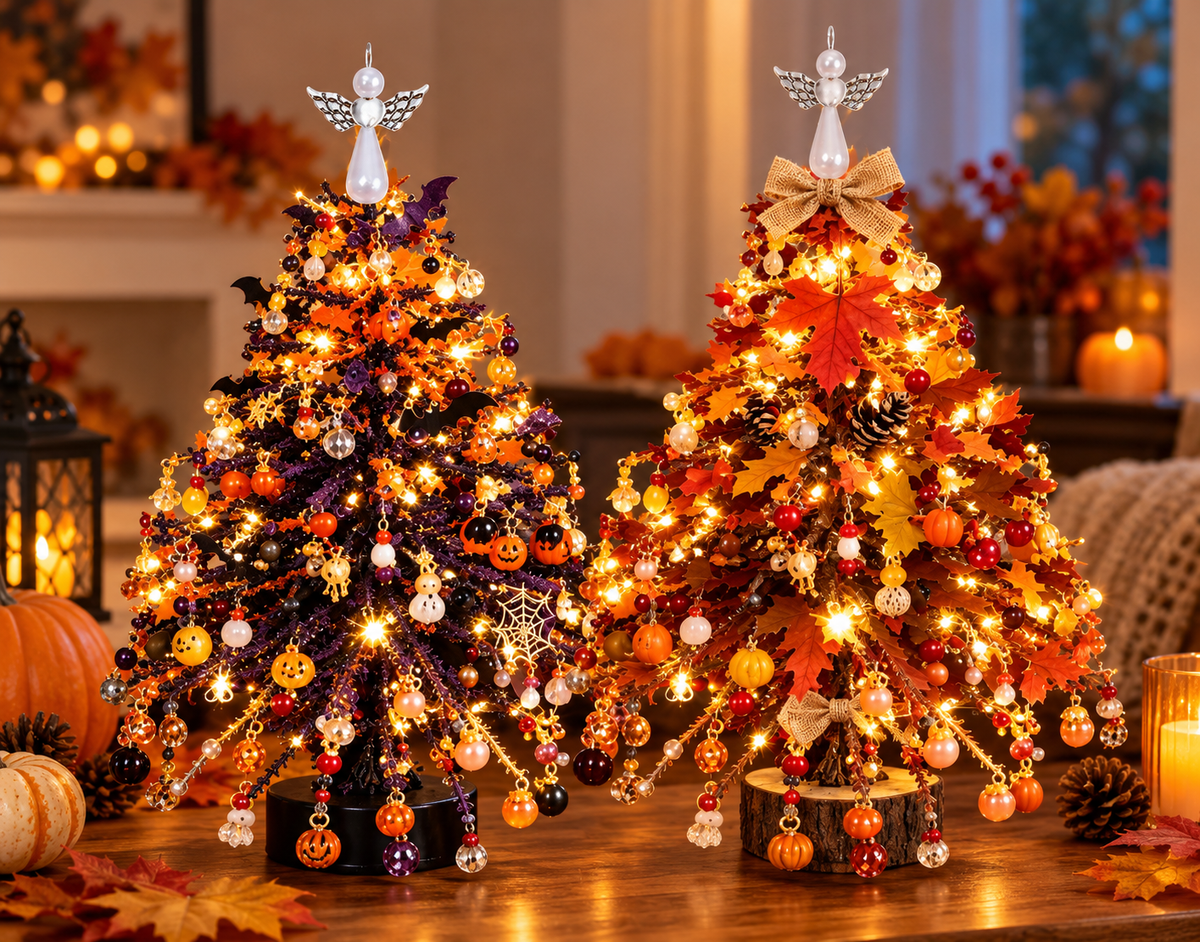 DIY Halloween & Autumn Light-Up Glass Christmas Tree Kits